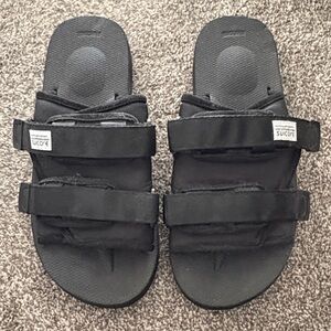 Suicoke Black Adjustable Slide Sandals